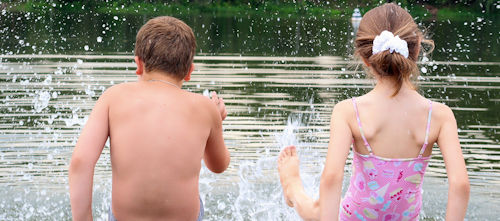 Kids by a Lake